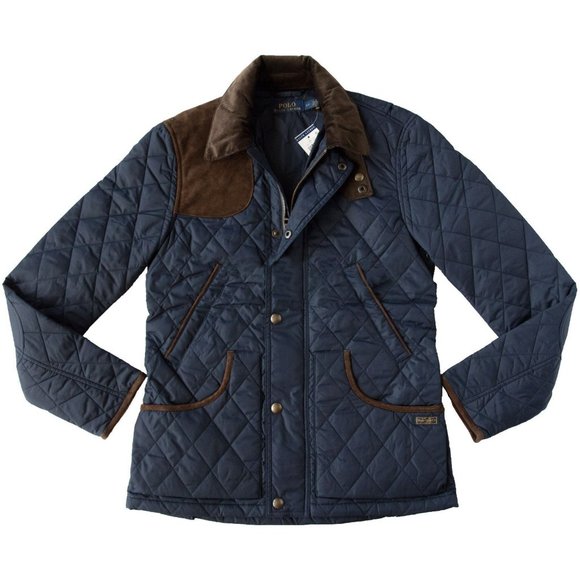 NEW $365 Polo Ralph Lauren Womens Equestrian Jacket! Small  Navy  Brown Trim - Picture 1 of 5